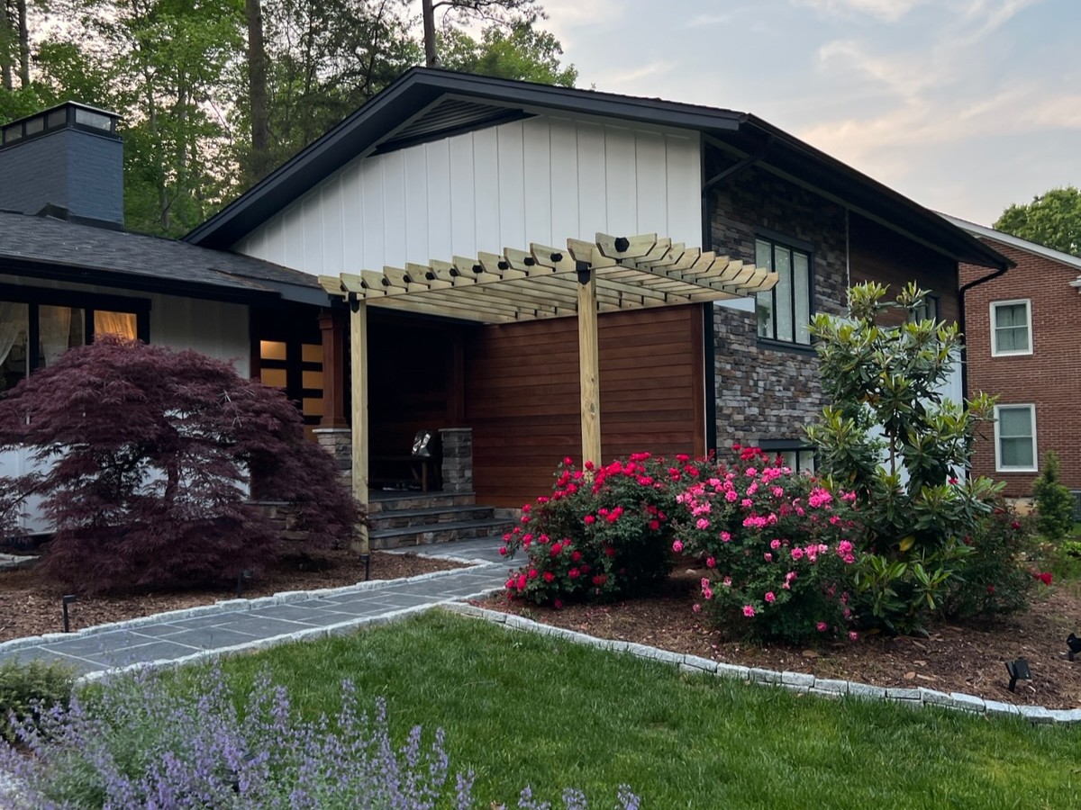pergola attached to house on a deck